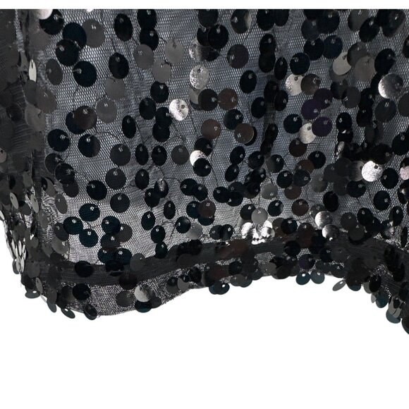Lane Bryant Sheer Black Sequin Front Cap Sleeve Popover Top Size 14 - Picture 2 of 7